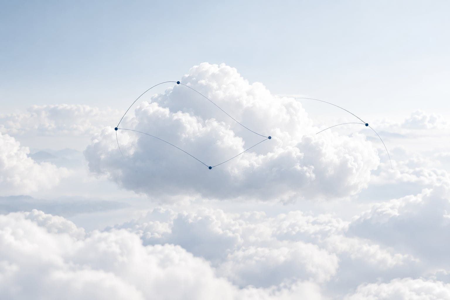 Nuages clairs reliés par de fines lignes, comme un réseau